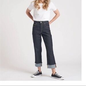 Universal Standard Stevie High Rise Cuffed Straight Leg Jeans Selvedge size‎ 0